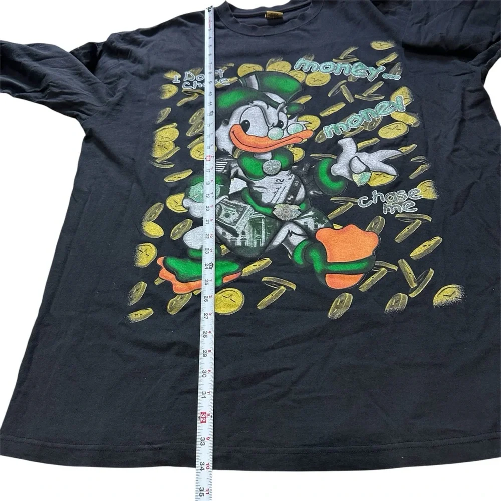 Vintage 90s Scrooge mcduck deer town men’s long sleeve black‎ 4XL